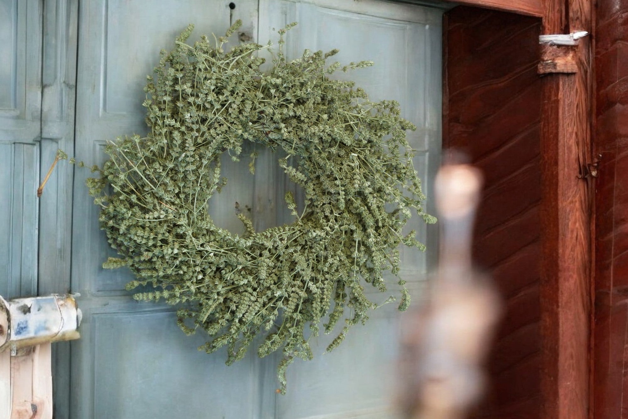 Lavendel Kranz in Salbei Grün, für Tür und Wand ca. 35 cm Durchmesser