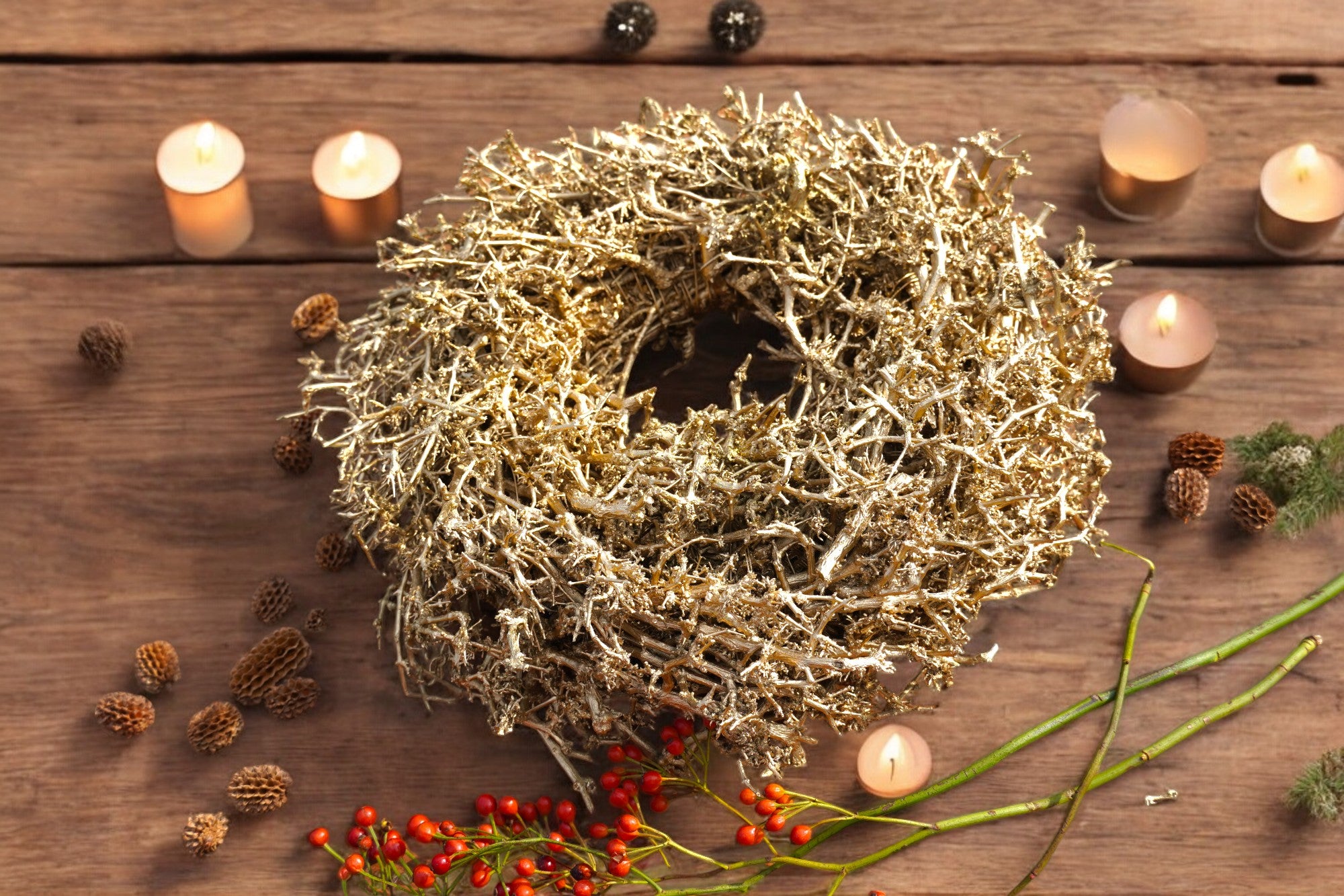 Weihnachtskranz "Goldener Bonsai"