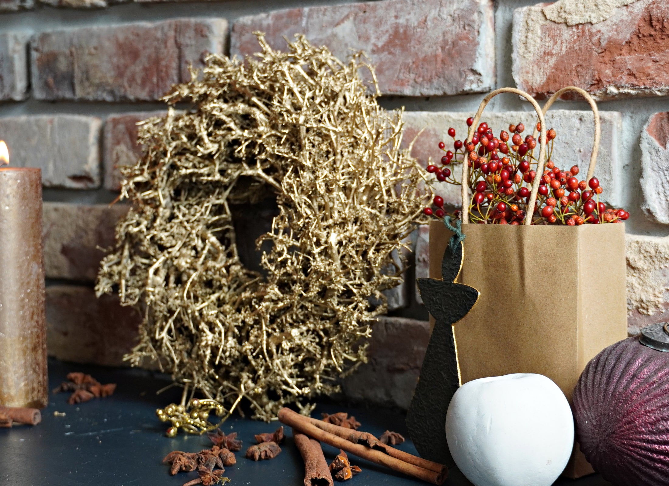 Weihnachtskranz "Goldener Bonsai"