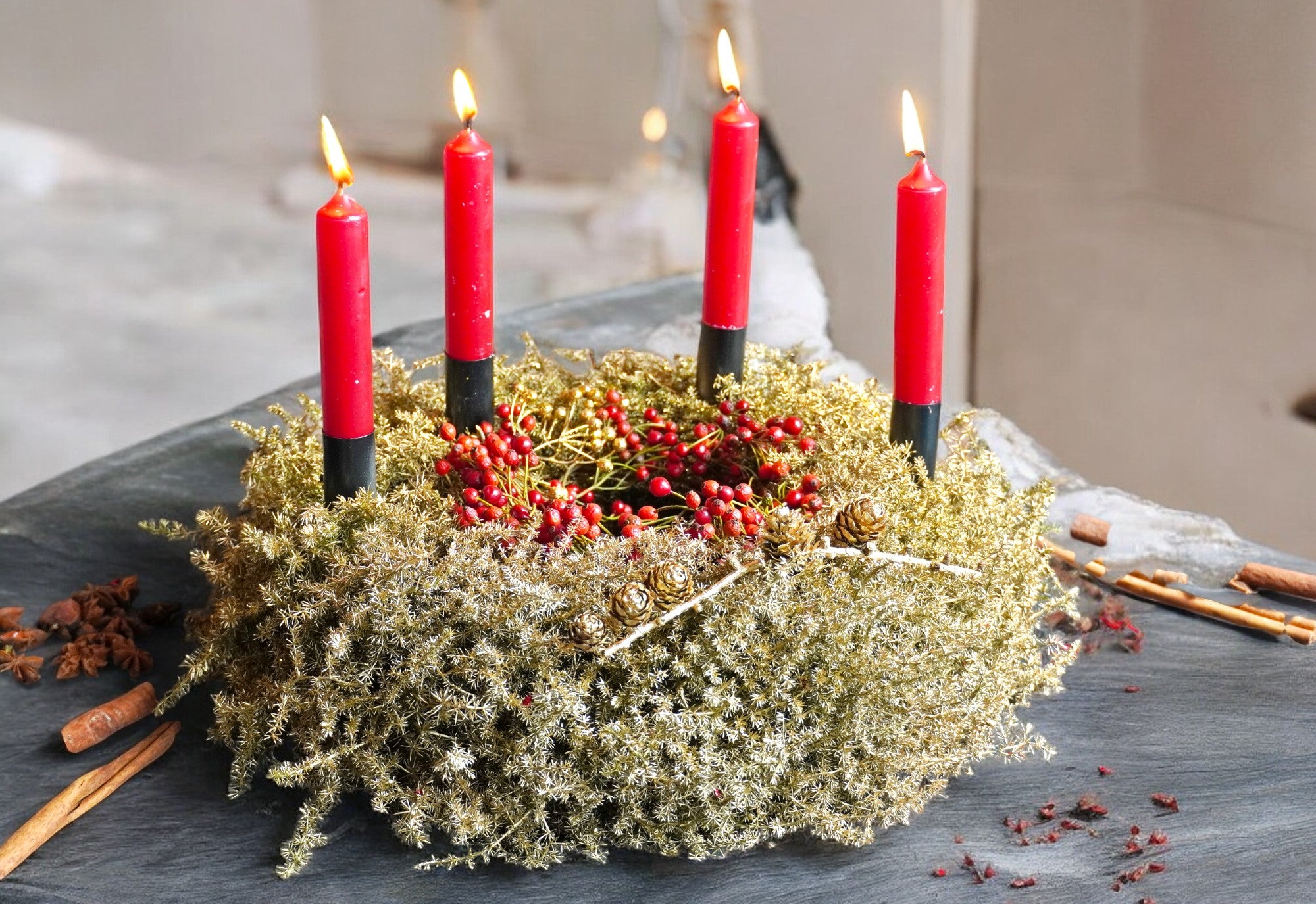 Weihnachtskranz "Goldener Asparagus"