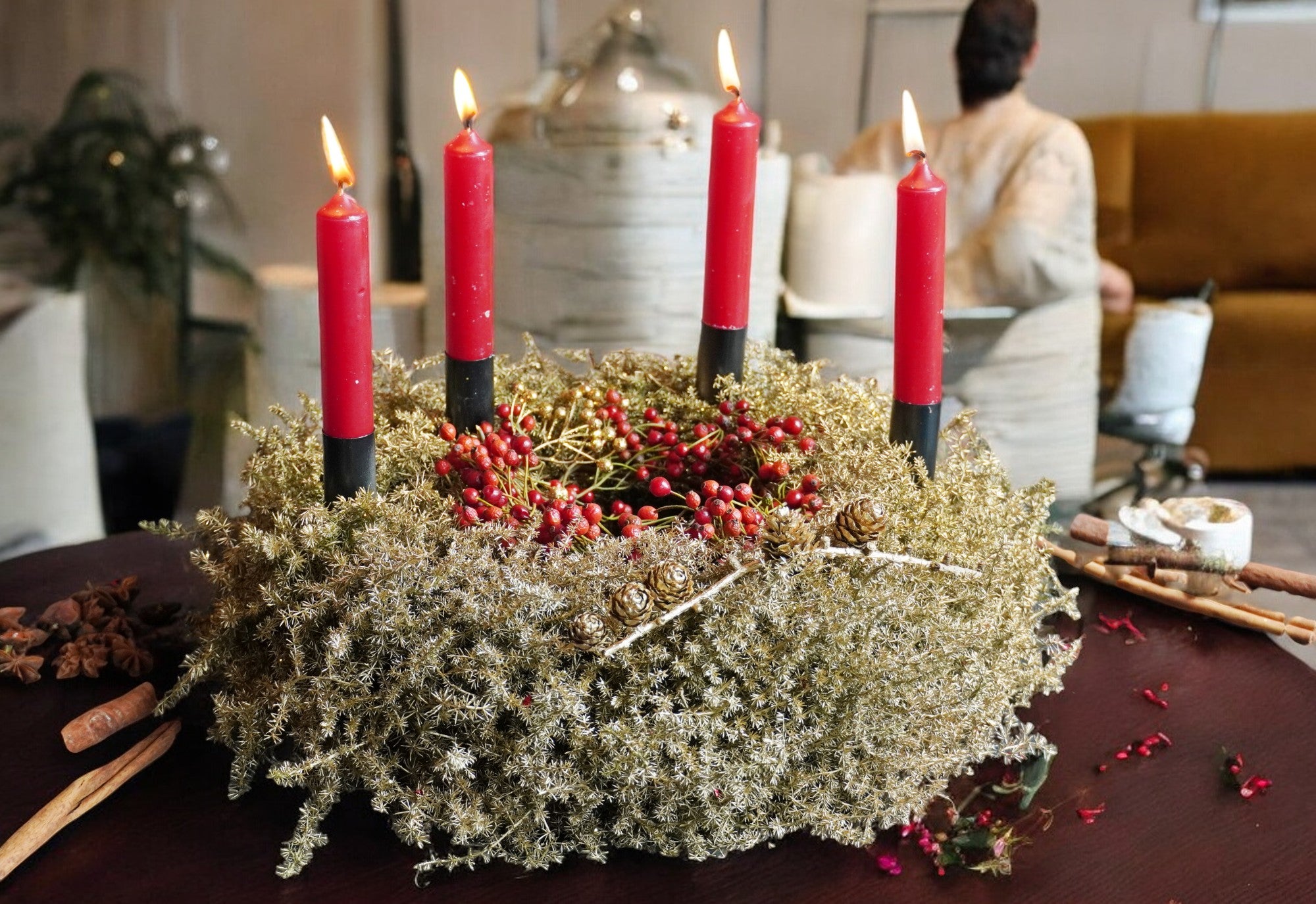 Weihnachtskranz "Goldener Asparagus"