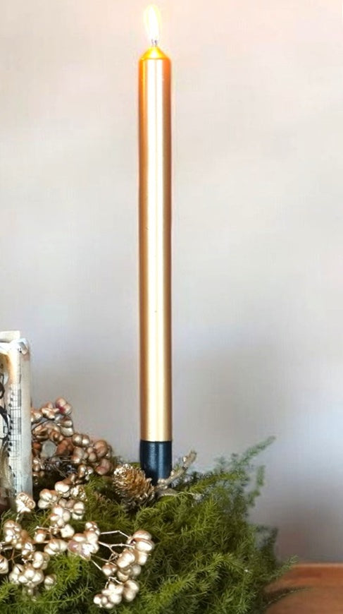 2 Stabkerzen Gold Adventskranz Weihnachten (ohne Deko)