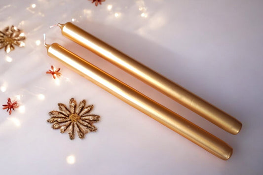 2 Stabkerzen Gold Adventskranz Weihnachten (ohne Deko)