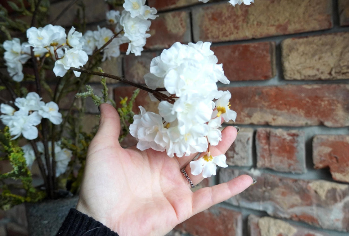 künstlicher Großer Blütenzweig 126 cm Kirschblüte, Apfelblüte, Pflaumenblüte dekorativer Pflanzenstiel, künstliche Pflanze