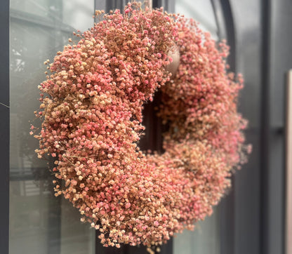 Schleierkraut Kranz in Rose, für Tür und Wand ca. 30 cm Durchmesser