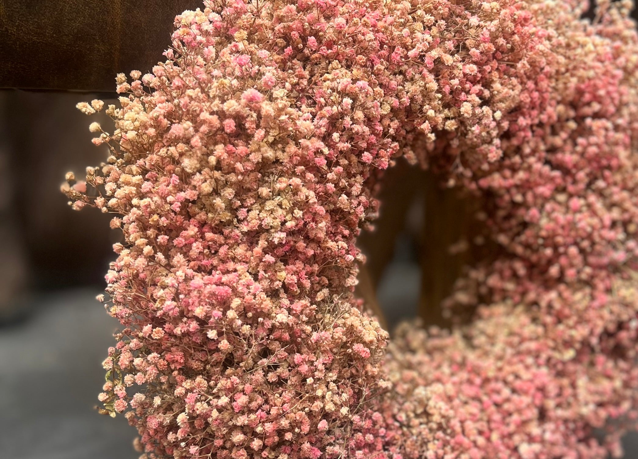 Schleierkraut Kranz in Rose, für Tür und Wand ca. 30 cm Durchmesser