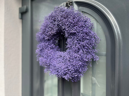 Schleierkraut Kranz in lila, für Tür und Wand ca. 30 cm Durchmesser