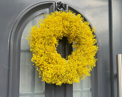 Schleierkraut Kranz in Gelb, für Tür und Wand ca. 30 cm Durchmesser