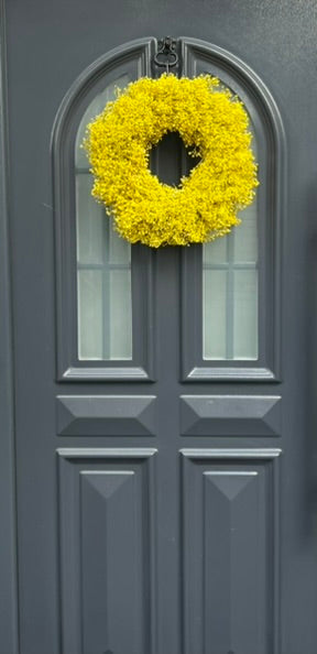 Schleierkraut Kranz in Gelb, für Tür und Wand ca. 30 cm Durchmesser