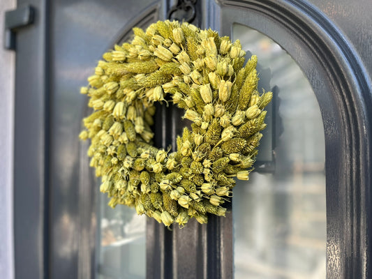 Kranz Frühlingskranz, 28 cm Durchmesser, grün Trockenblumen