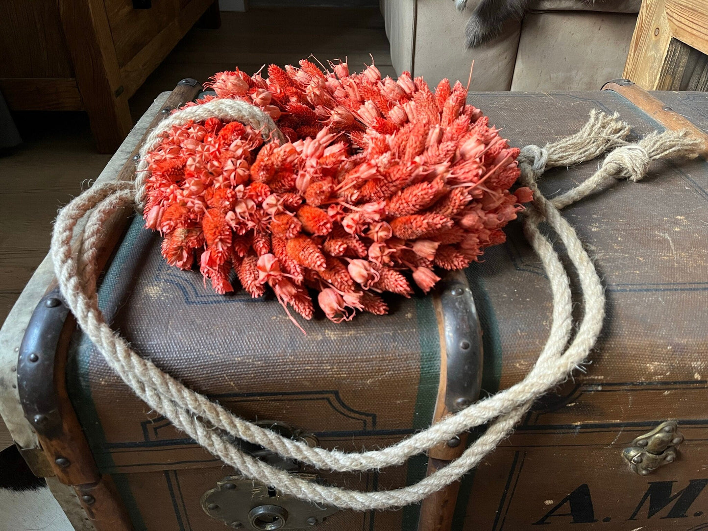 Kranz mit Nigella und Glanzgras, 28 cm Durchmesser, Farbe Orange Kranzshop 