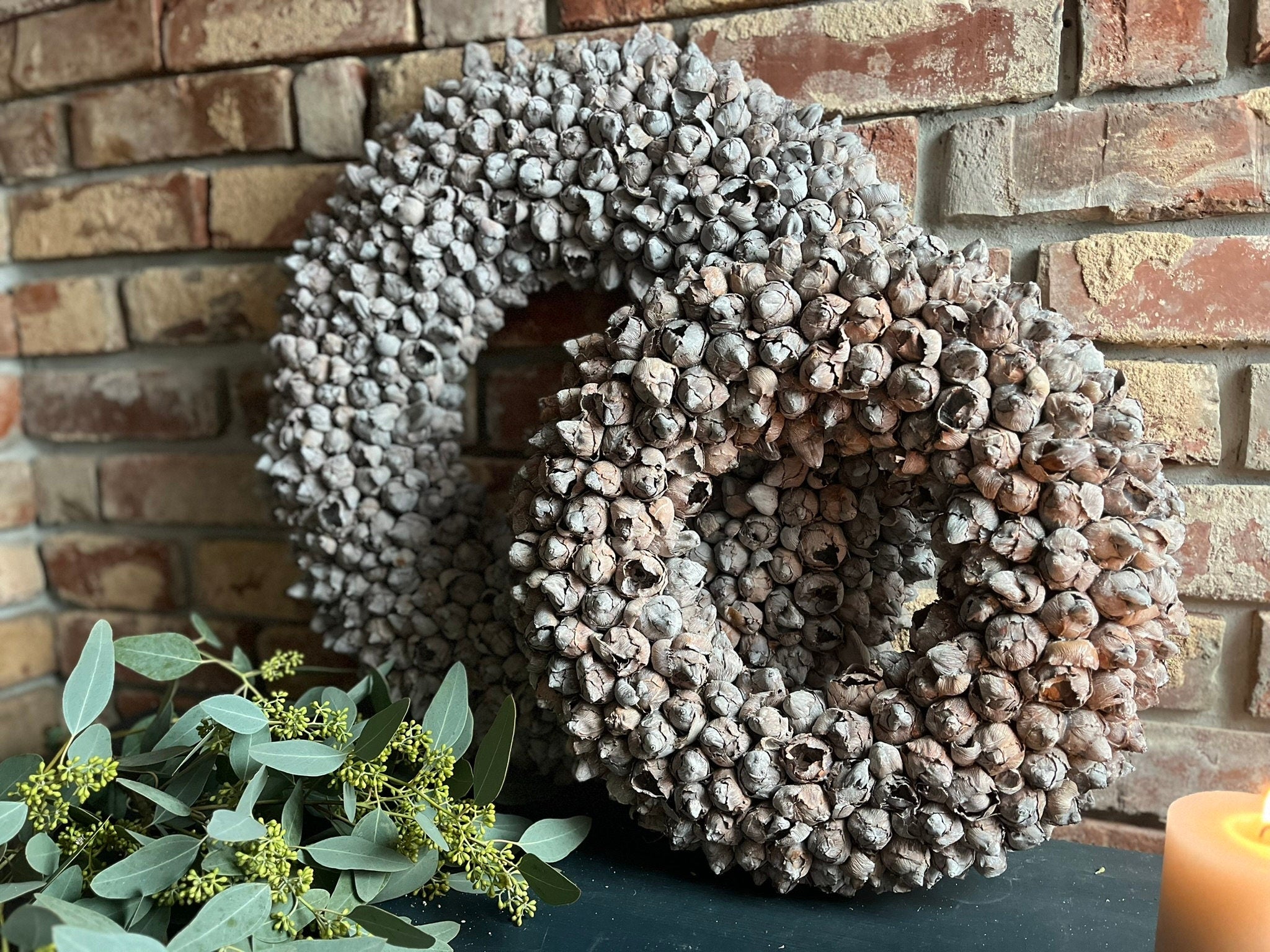 Shabby-natur Kranz / Türkranz / Wandkranz mit Coco-Früchten 40/55 cm Durchmesser