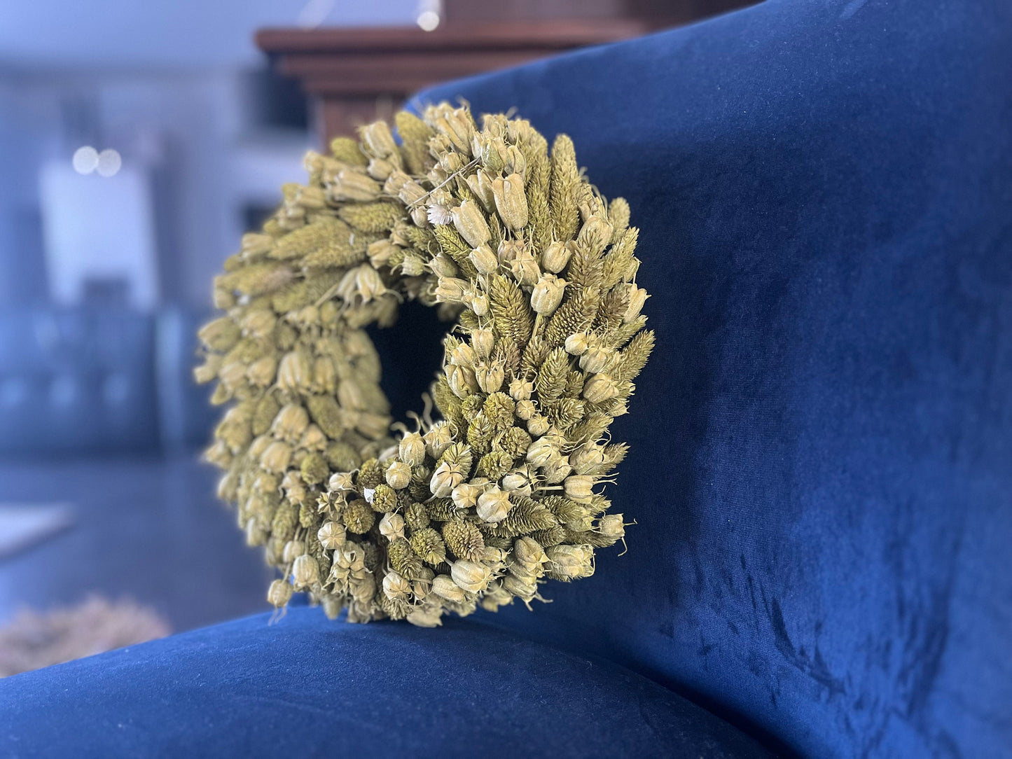 Kranz Frühlingskranz, 28 cm Durchmesser, grün Trockenblumen